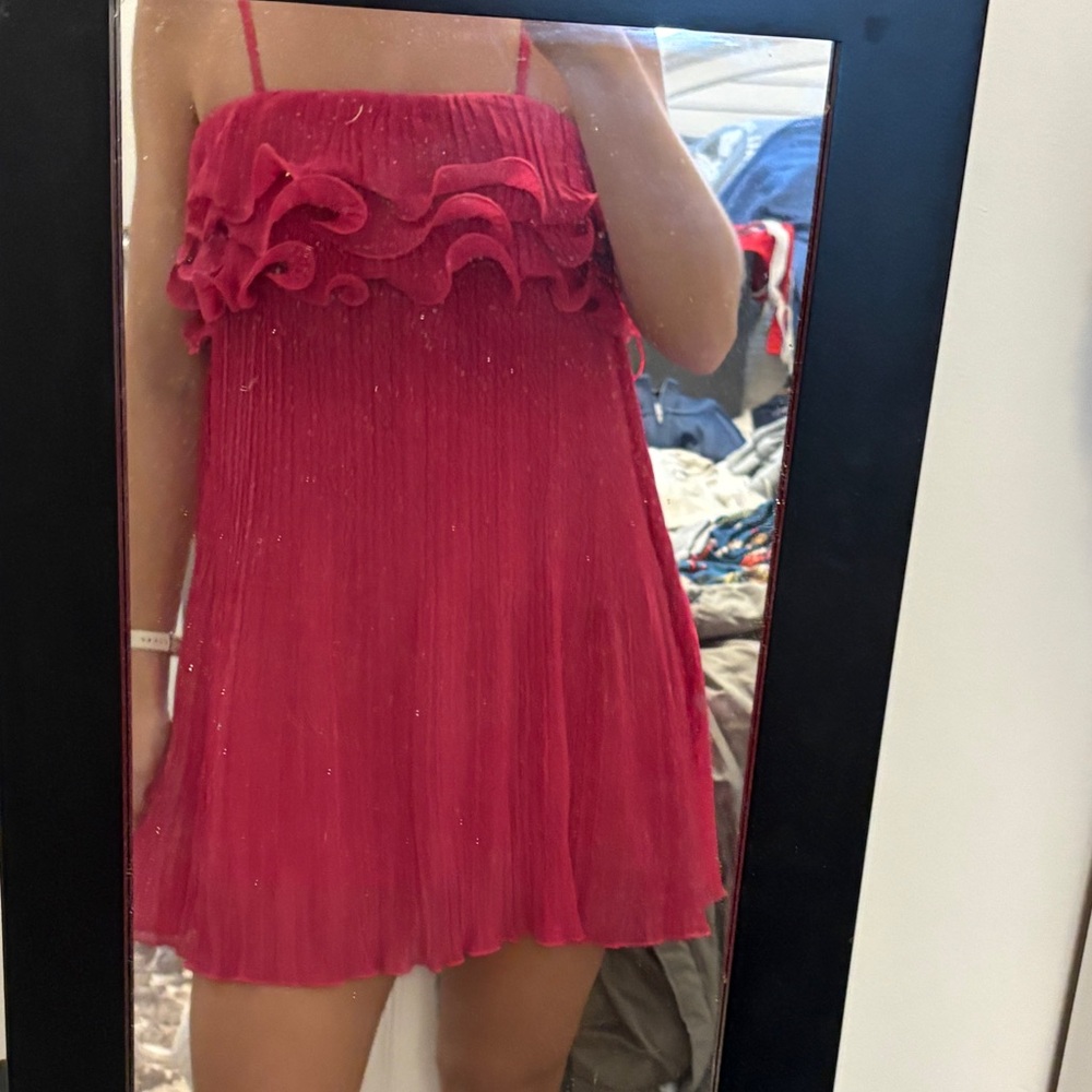 Hot Pink Ruffled Mini Dress